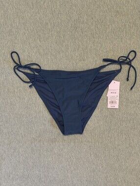 Wild Fable Solid Tricot Side‑Tie High‑Leg Extra‑Cheeky Bikini Bottom – Navy M